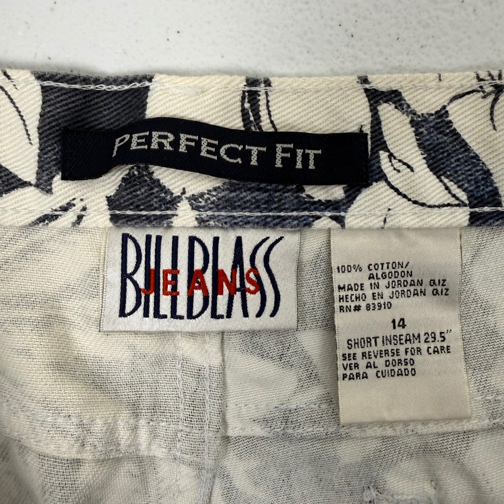 Bill Blass Jeans Womens 14 Short Blue White Floral Tropical Straight Leg Pants - Picture 4 of 11